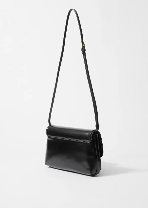 and Other Stories GlossedLeather Crossbody Bag Black Women Shoulder Bags