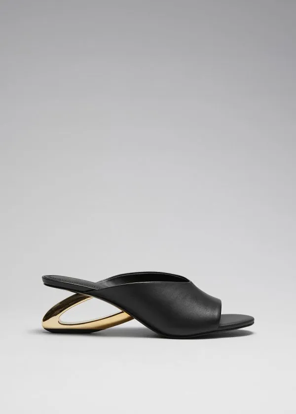 and Other Stories Golden Heel Mules Black Women Sandals