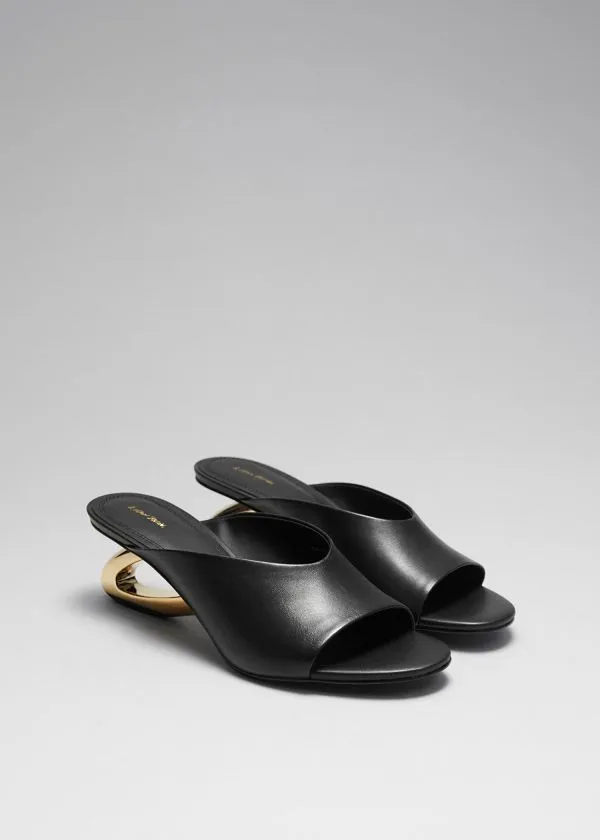 and Other Stories Golden Heel Mules Black Women Sandals