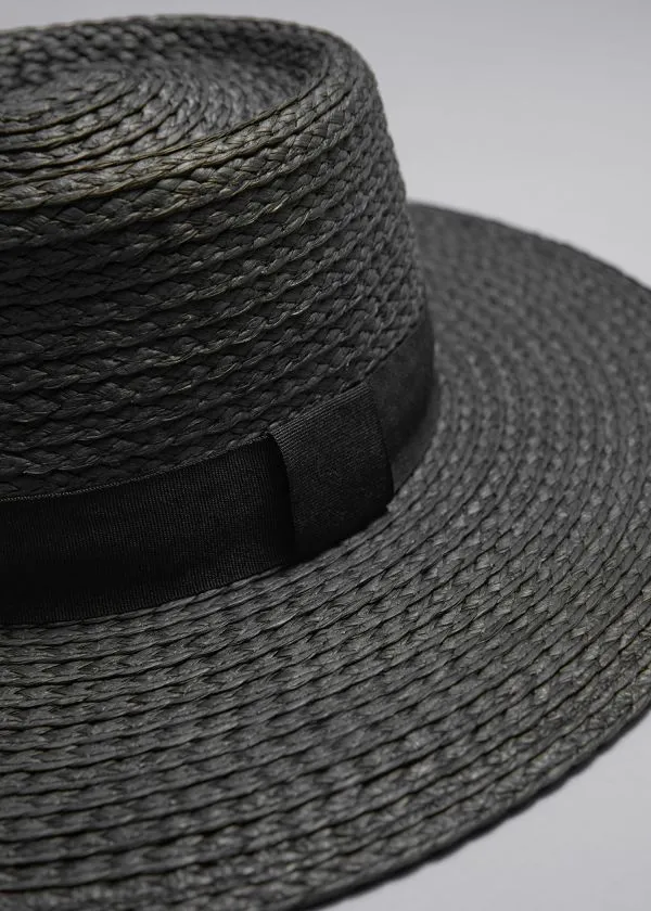 and Other Stories GrosgrainTrimmed Straw Hat Black Women Headwear and Other Stories GrosgrainTrimmed Straw Hat Black Women Headwear