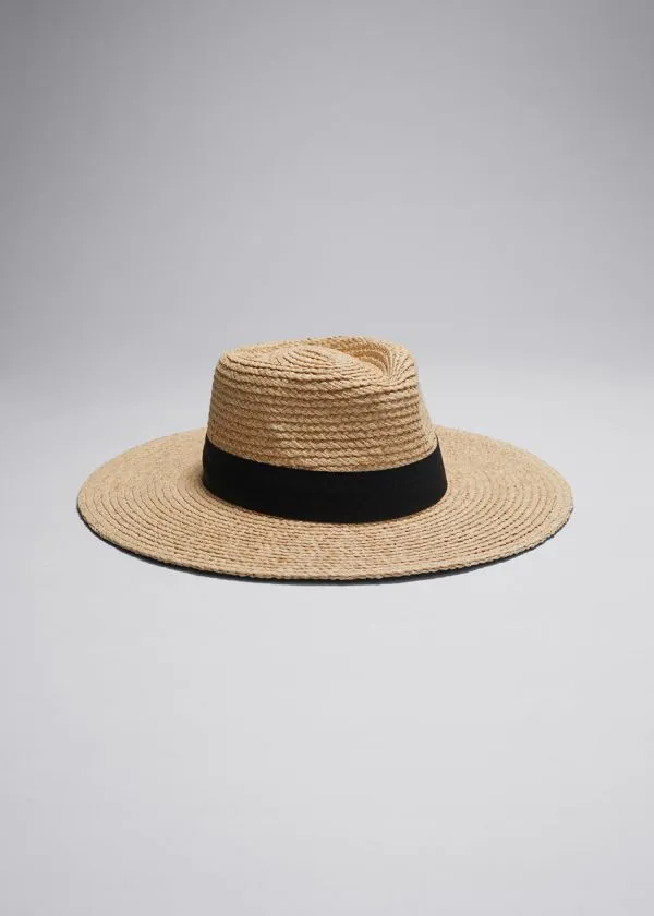 and Other Stories GrosgrainTrimmed Straw Hat Natural Straw Women Headwear