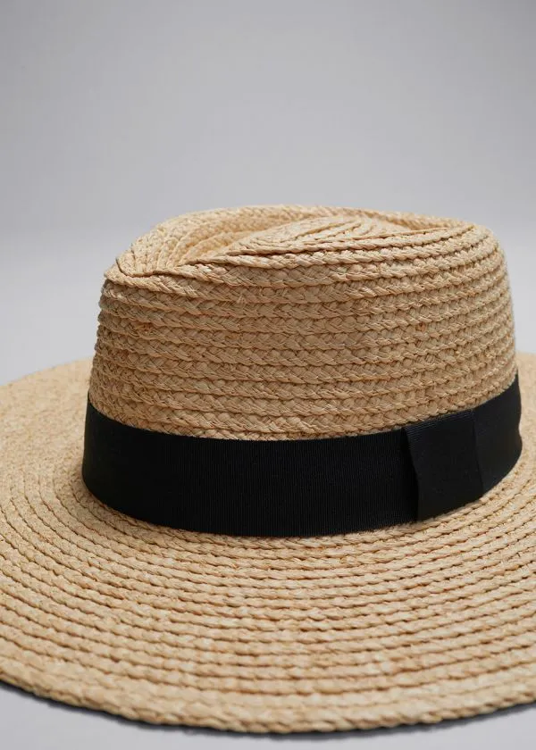 and Other Stories GrosgrainTrimmed Straw Hat Natural Straw Women Headwear and Other Stories GrosgrainTrimmed Straw Hat Natural Straw Women Headwear