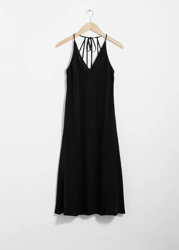 and Other Stories Halterneck Midi Dress Black Women Dresses