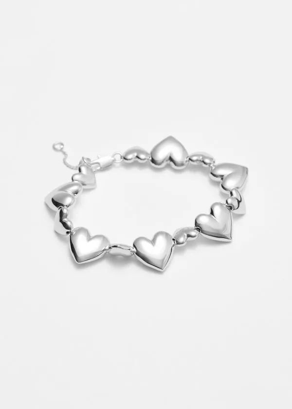 and Other Stories Heart Charm Bracelet Silver Women Bracelets