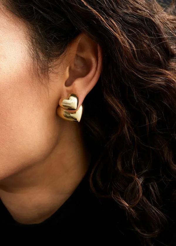and Other Stories Heart Earrings Gold Women Earrings