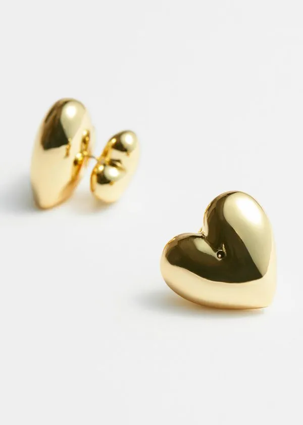 and Other Stories Heart Earrings Gold Women Earrings