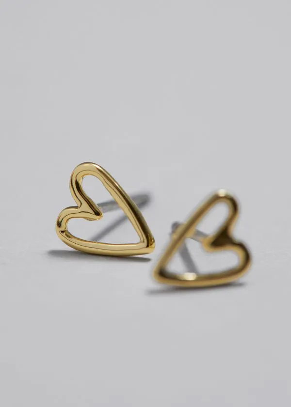 and Other Stories Heart Stud Earrings Gold Women Earrings