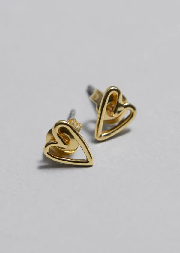 and Other Stories Heart Stud Earrings Gold Women Earrings