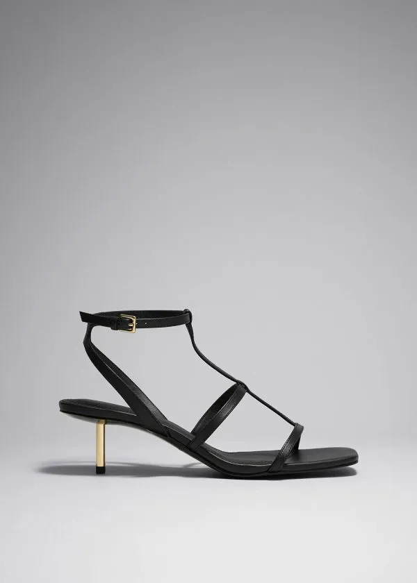and Other Stories Heeled Leather Sandals Black Women Sandals
