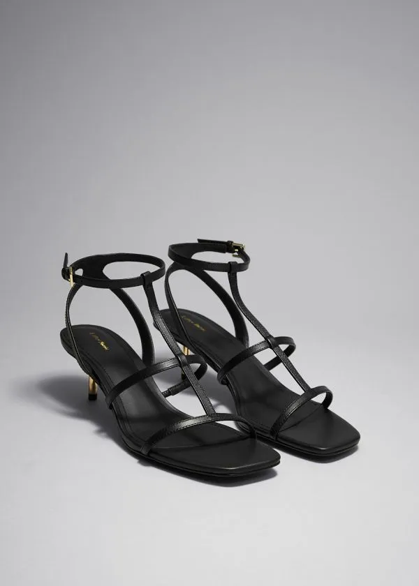 and Other Stories Heeled Leather Sandals Black Women Sandals