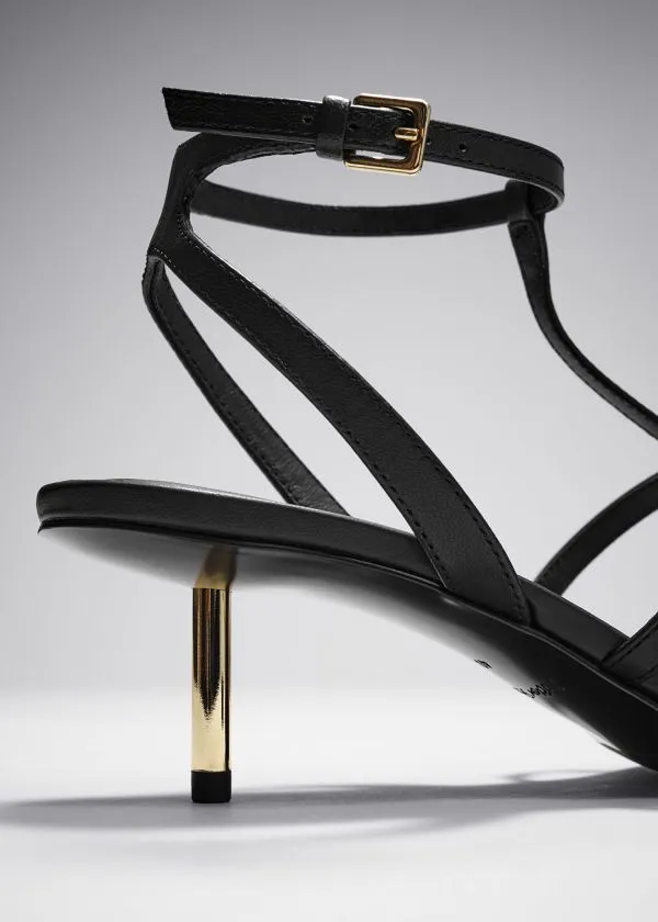and Other Stories Heeled Leather Sandals Black Women Sandals