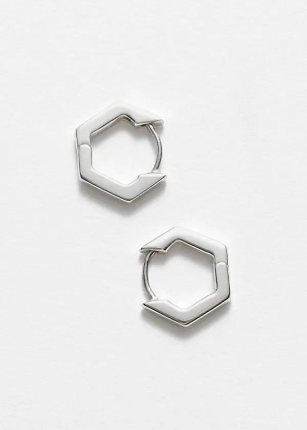 and Other Stories Hexagon Hoop Earrings Silver Women Earrings