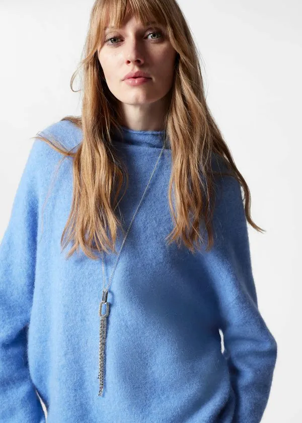 and Other Stories HighNeck AlpacaKnit Jumper Blue Women Knitwear