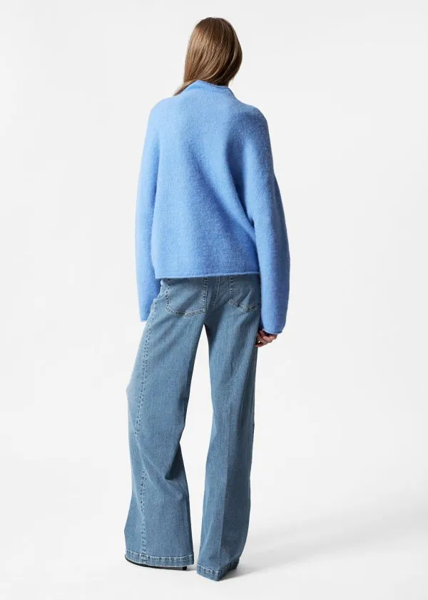 and Other Stories HighNeck AlpacaKnit Jumper Blue Women Knitwear