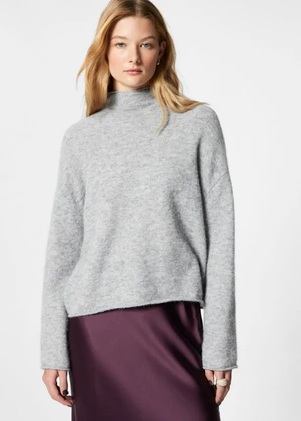 and Other Stories HighNeck AlpacaKnit Jumper Grey Women Knitwear