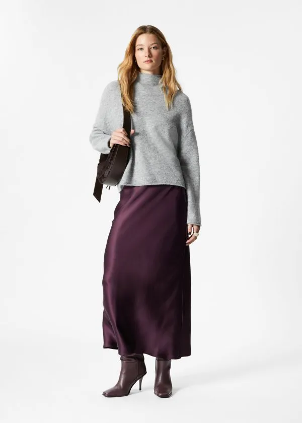 and Other Stories HighNeck AlpacaKnit Jumper Grey Women Knitwear