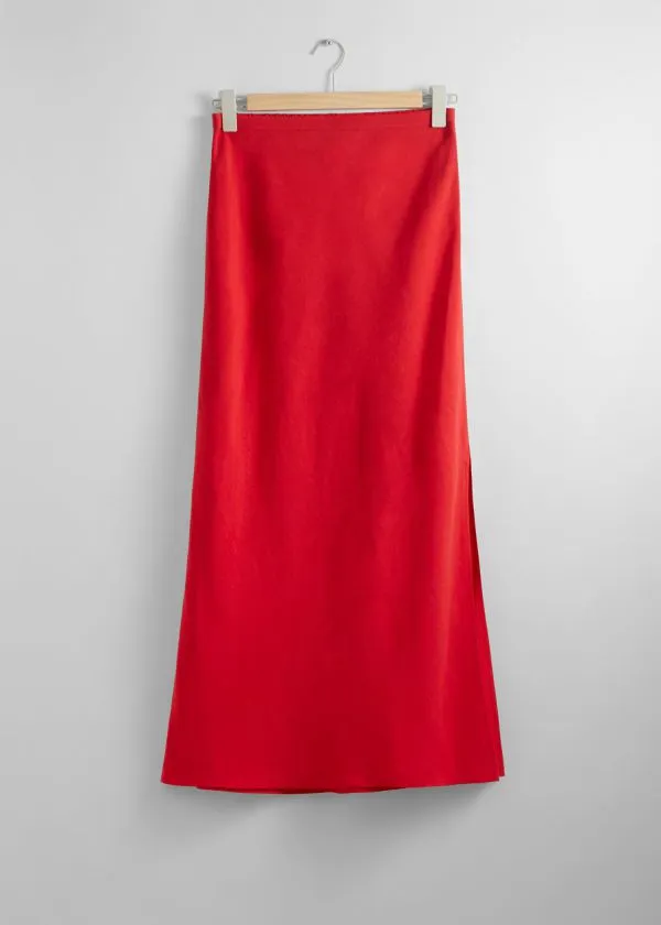 and Other Stories HighWaist Maxi Skirt Red Women Skirts