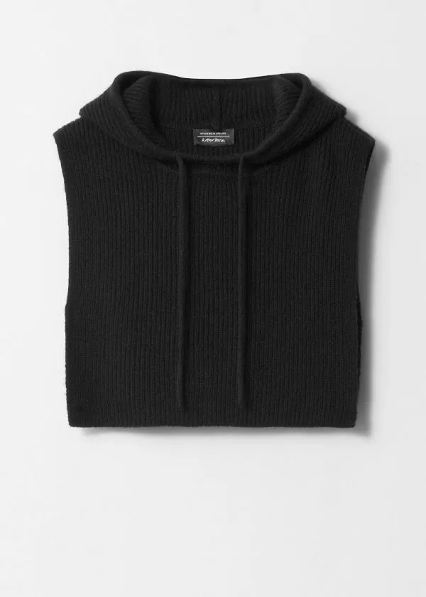 and Other Stories Hooded Wool Collar Black Women Scarves