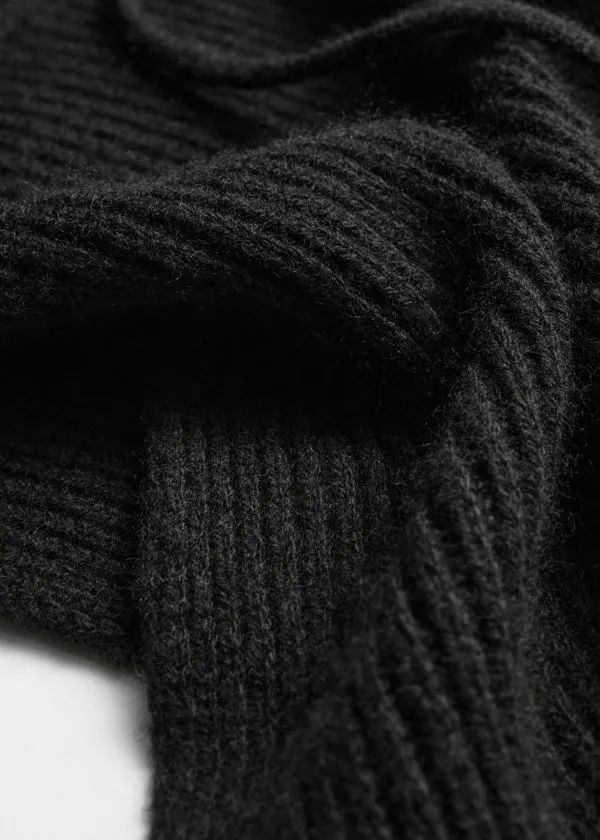 and Other Stories Hooded Wool Collar Black Women Scarves