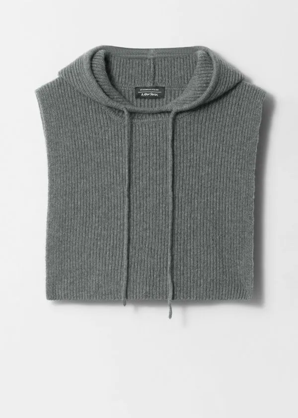 and Other Stories Hooded Wool Collar Grey Women Scarves