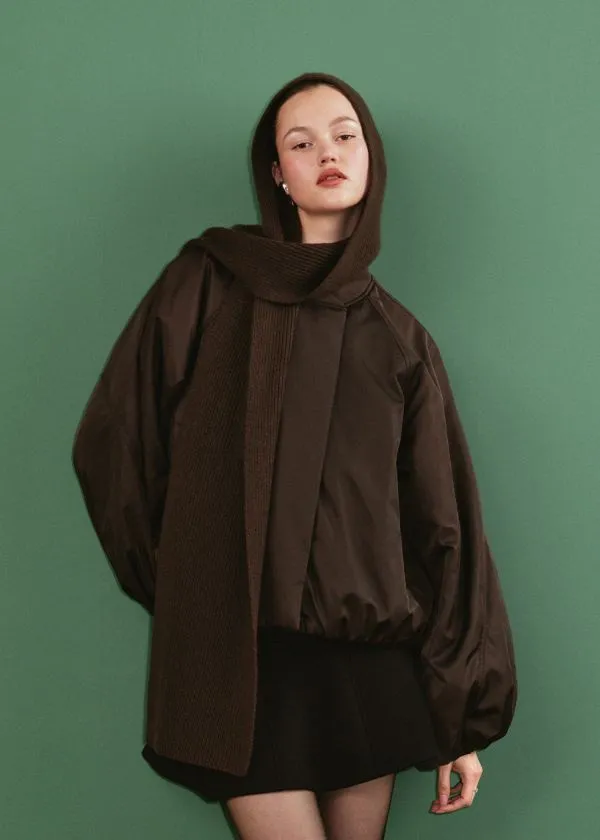 and Other Stories Hooded Wool Scarf Mahogany Women Scarves