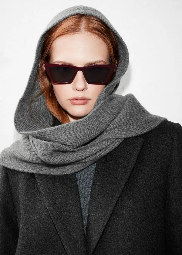 and Other Stories Hooded Wool Scarf Stone Women Scarves