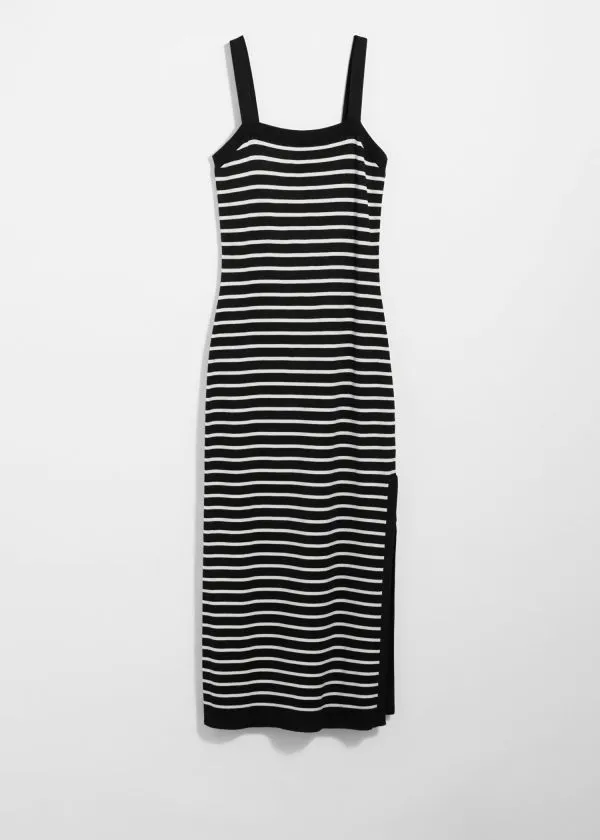 and Other Stories JacquardKnit Midi Dress Blackandwhite Stripes Women Dresses