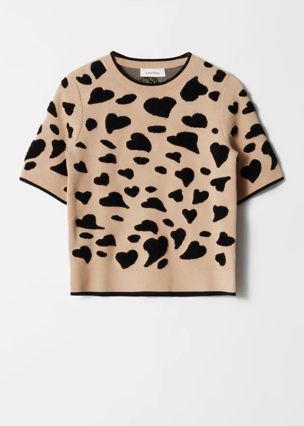 and Other Stories Jacquard Knit Top Beige and Black Women Knitwear