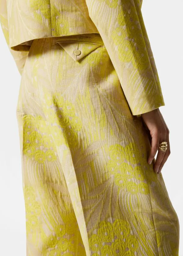 and Other Stories Jacquard PressCrease Trousers Yellow Jacquard Women Trousers