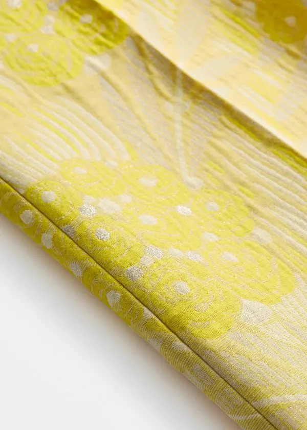 and Other Stories Jacquard PressCrease Trousers Yellow Jacquard Women Trousers