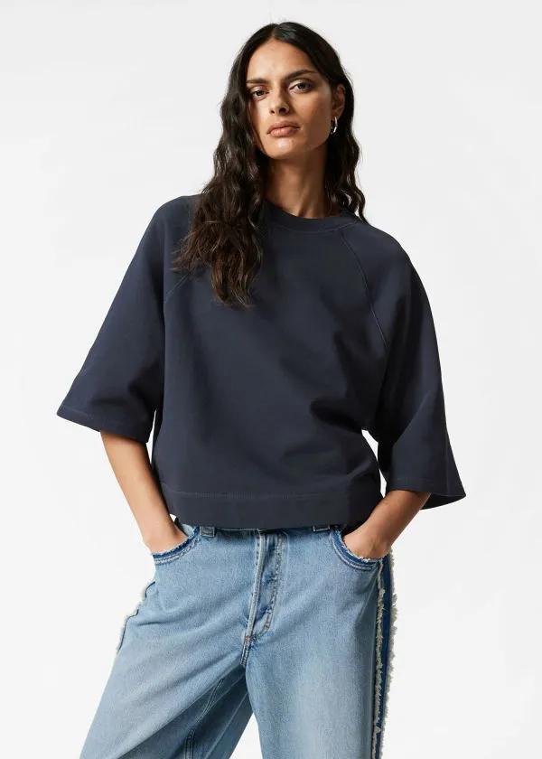 and Other Stories Jersey Sweater Navy Women Tops and Tshirts