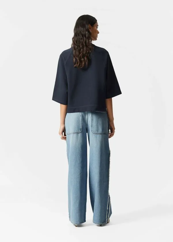 and Other Stories Jersey Sweater Navy Women Tops and Tshirts