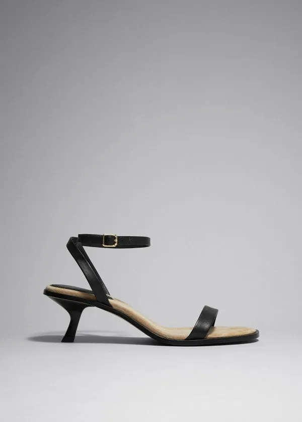 and Other Stories Kitten Heel Leather Sandals Black Women Sandals