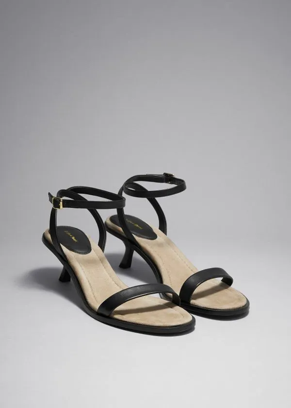 and Other Stories Kitten Heel Leather Sandals Black Women Sandals