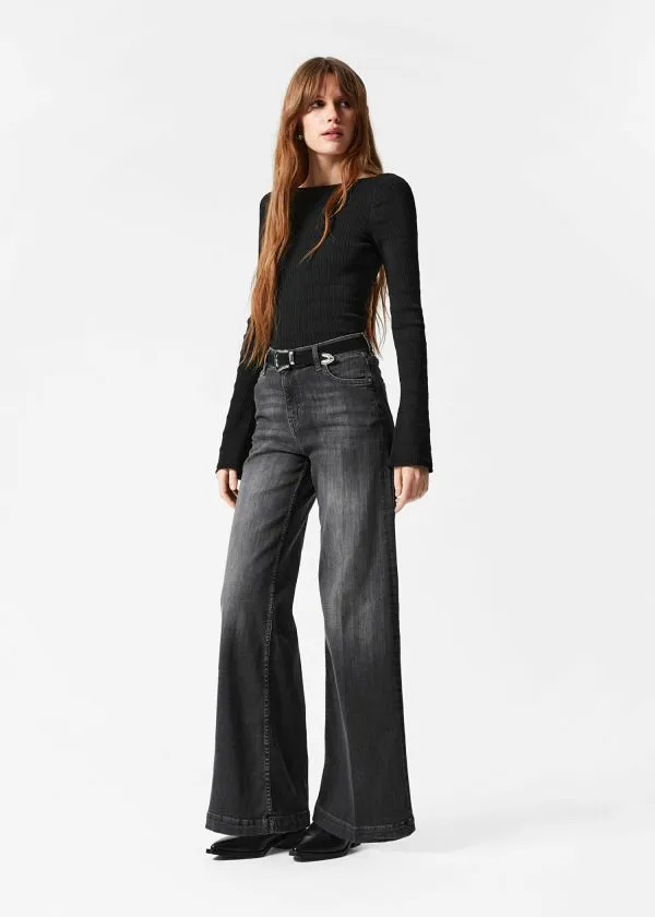 and Other Stories Knitted BoatNeck Top Black Women Knitwear