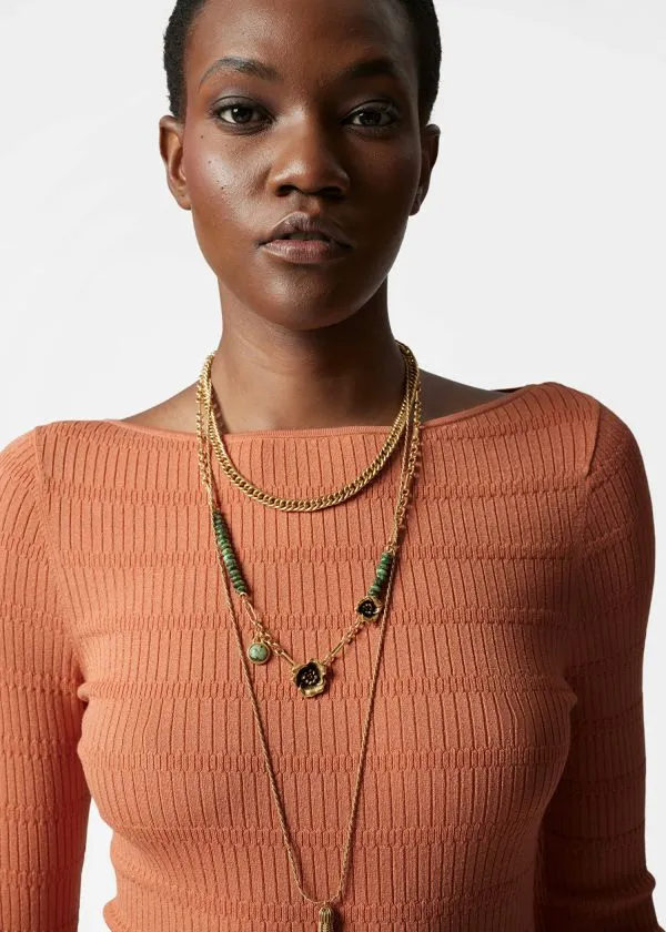 and Other Stories Knitted BoatNeck Top Orange Women Knitwear