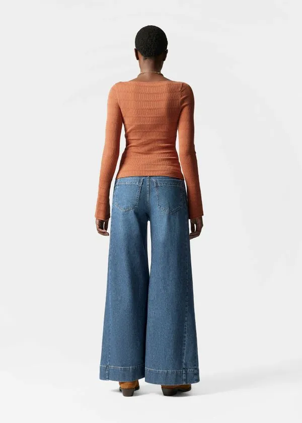 and Other Stories Knitted BoatNeck Top Orange Women Knitwear