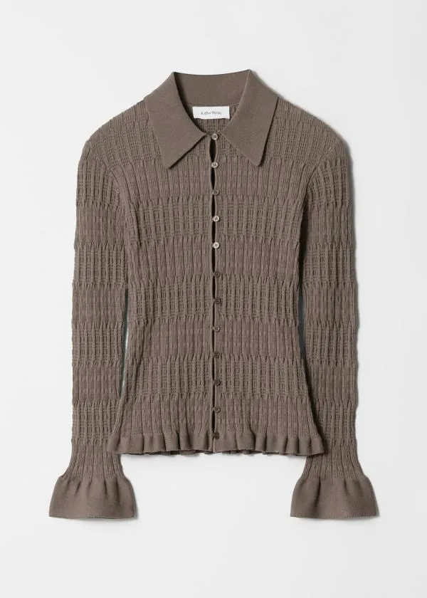 and Other Stories Knitted Collar Cardigan Brown Women Knitwear