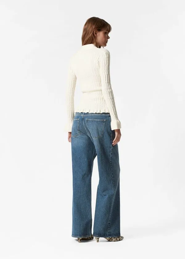and Other Stories Knitted Collar Cardigan Cream Women Knitwear