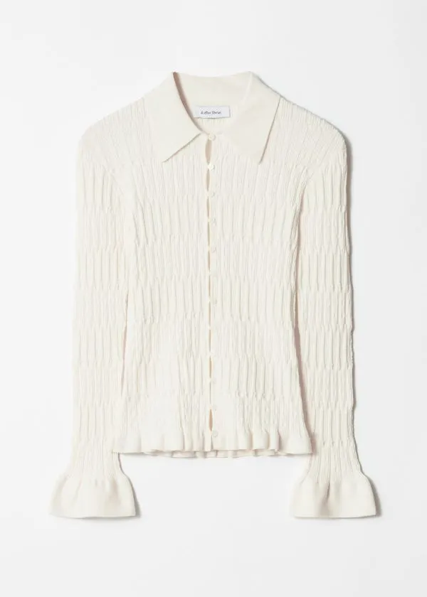 and Other Stories Knitted Collar Cardigan Cream Women Knitwear