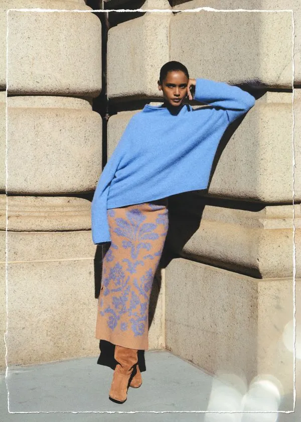 and Other Stories Knitted Jacquard Skirt Green and Floral Women Skirts