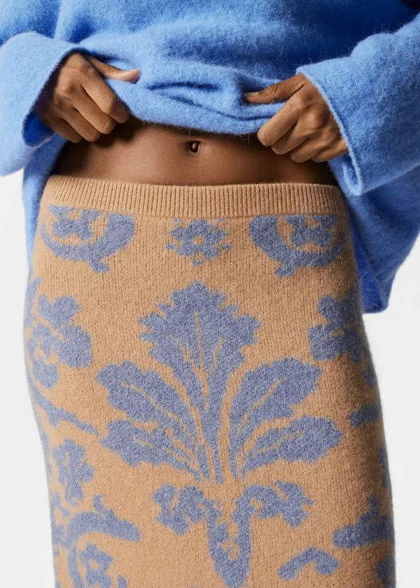 and Other Stories Knitted Jacquard Skirt Green and Floral Women Skirts