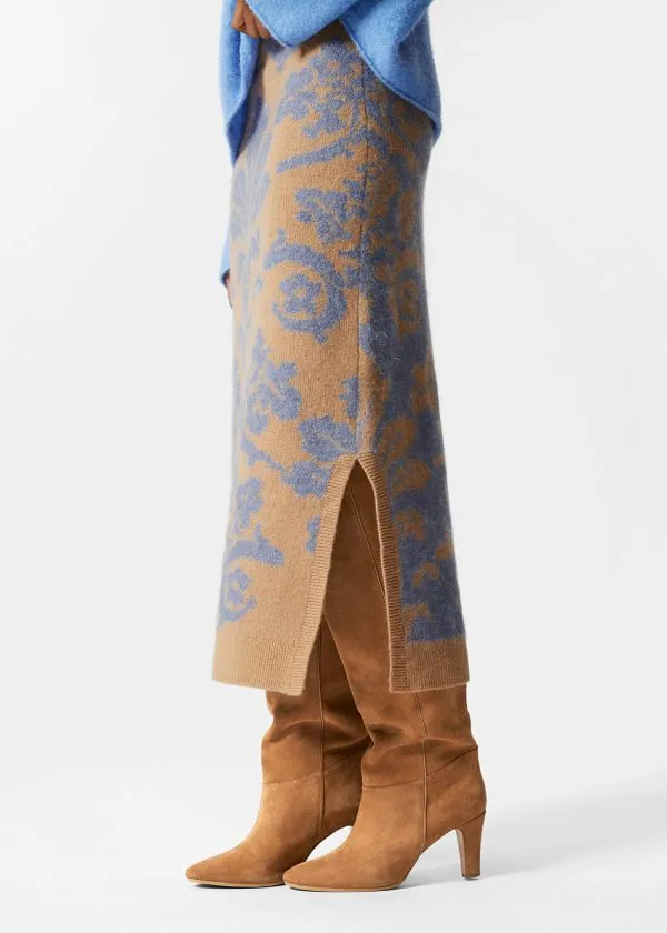 and Other Stories Knitted Jacquard Skirt Green and Floral Women Skirts