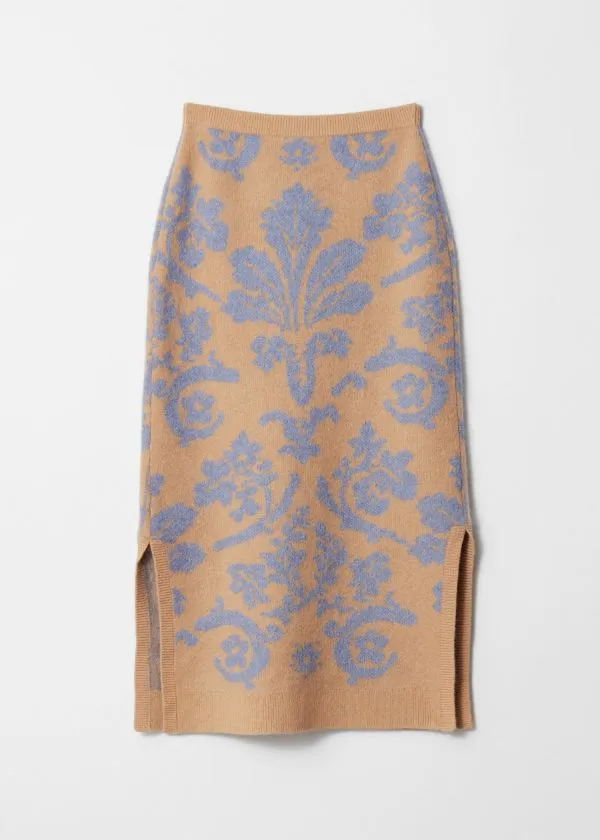 and Other Stories Knitted Jacquard Skirt Green and Floral Women Skirts