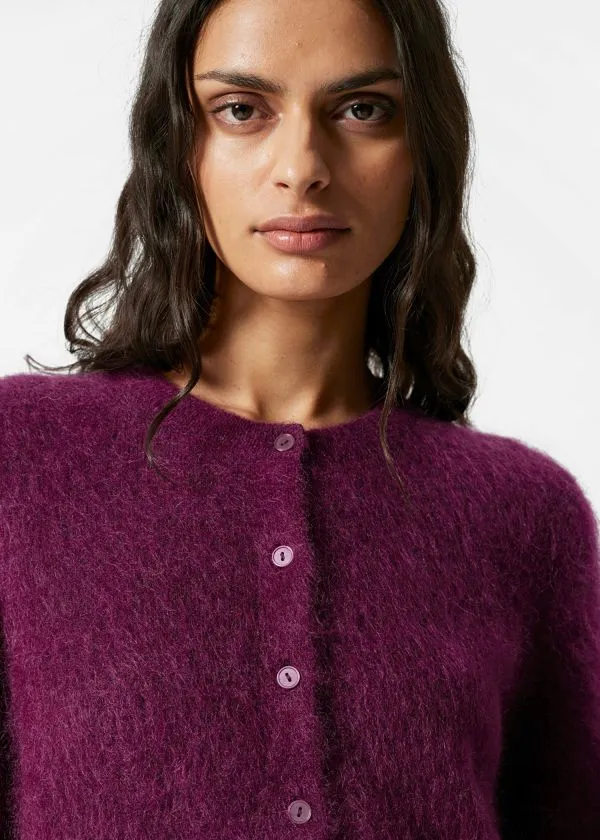 and Other Stories Knitted MohairBlend Cardigan Burgundy Women Knitwear