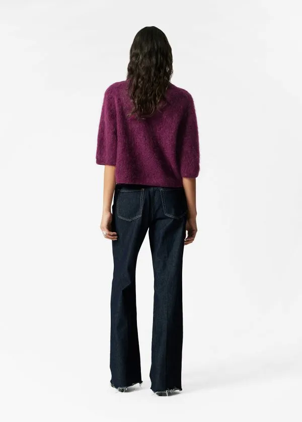 and Other Stories Knitted MohairBlend Cardigan Burgundy Women Knitwear