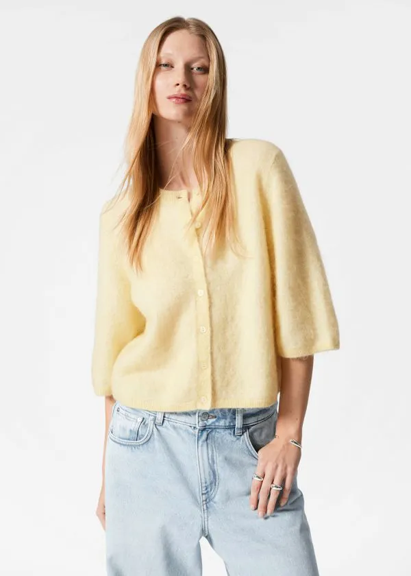 and Other Stories Knitted MohairBlend Cardigan Yellow Women Knitwear