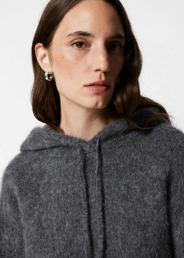 and Other Stories Knitted MohairBlend Hoodie Charcoal Women Knitwear