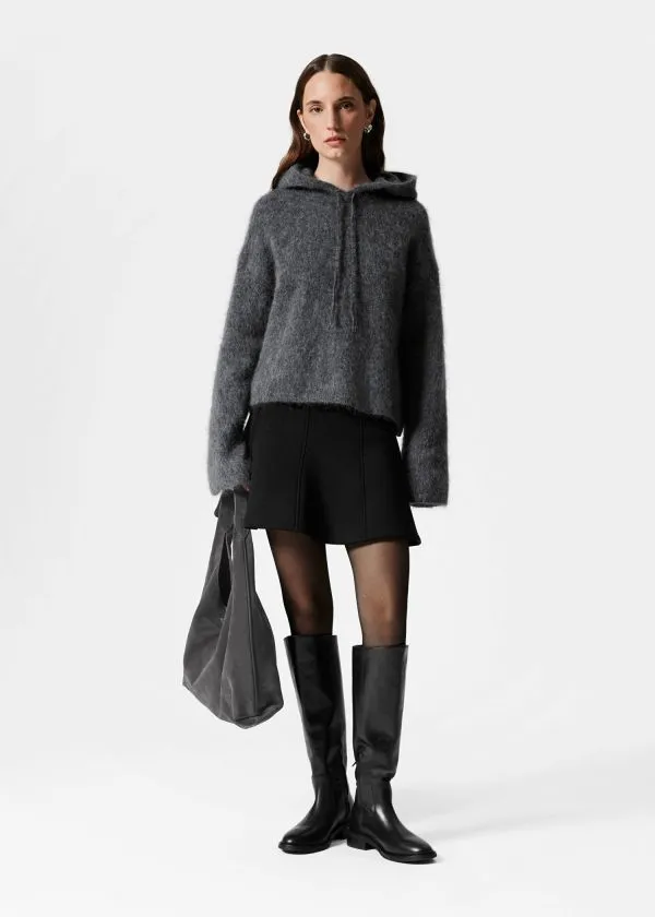 and Other Stories Knitted MohairBlend Hoodie Charcoal Women Knitwear