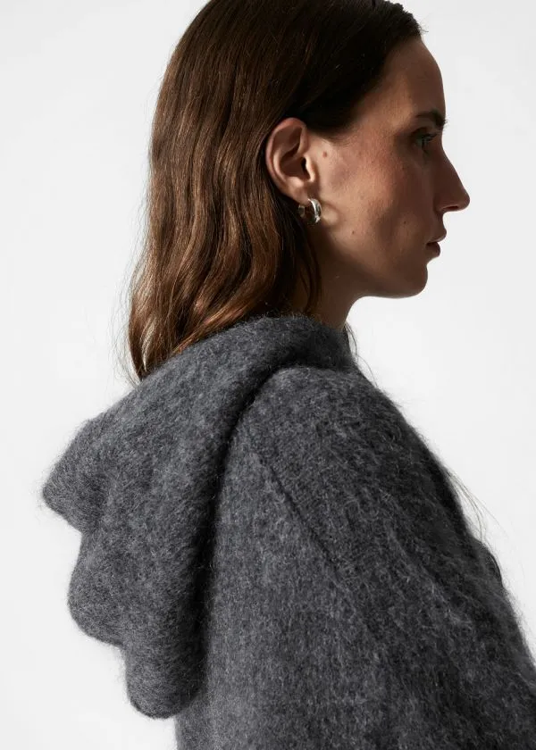 and Other Stories Knitted MohairBlend Hoodie Charcoal Women Knitwear
